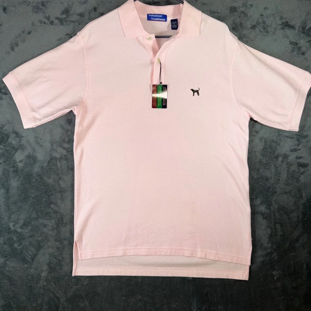 NWT Mens Medium Volunteer Traditions Polo Shirt Pink New Pique Cotton NEW W TAGS
